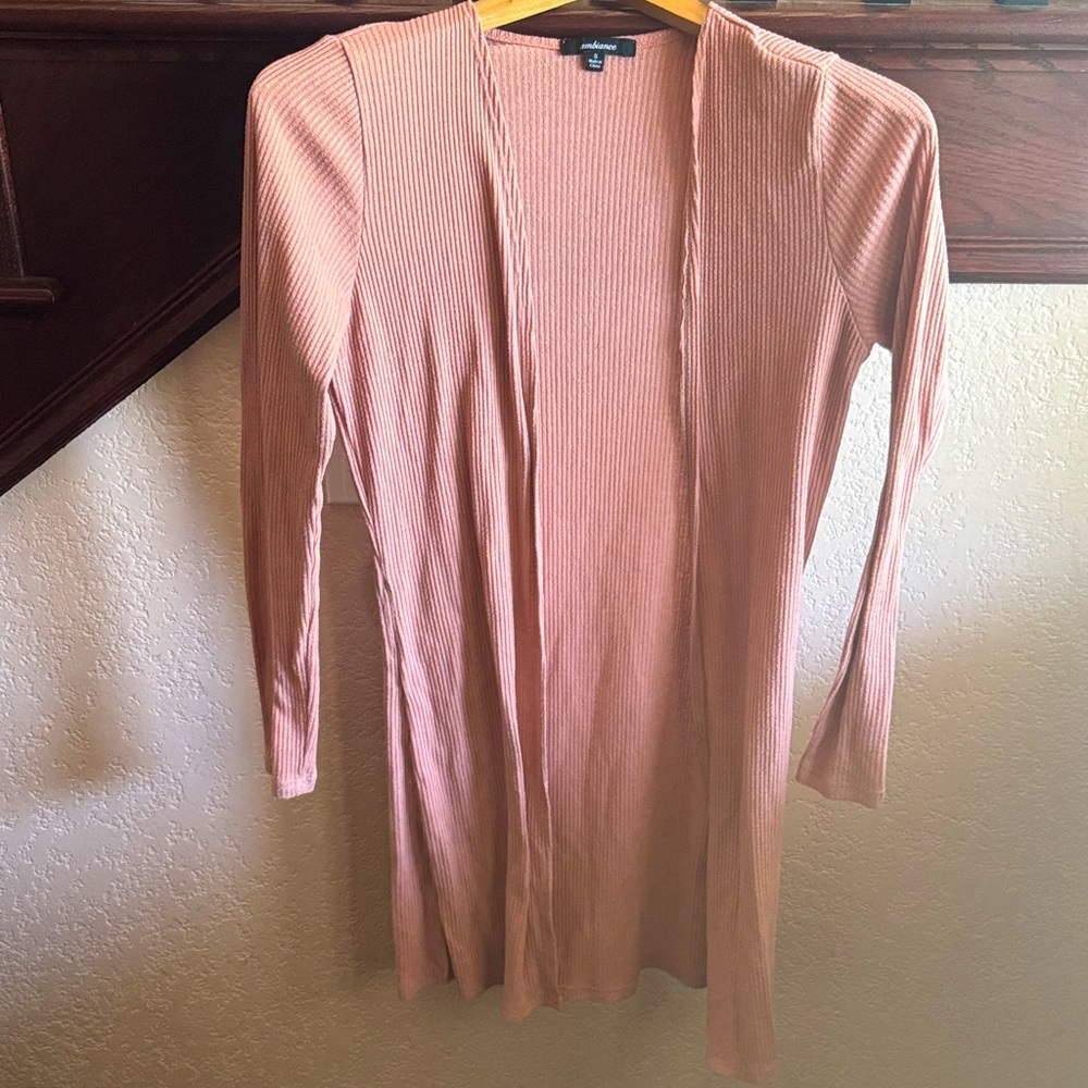 Ambiance Women's Size Small Blush Open-Front Cardigan Casual Fall Comfy Sweater